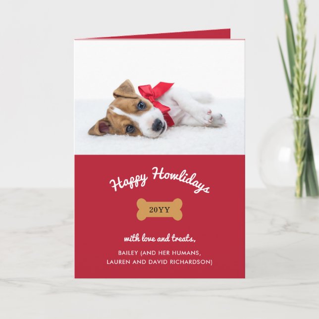 Frohe Weihnachten vom Hund | Rot mit Foto (Vorderseite)