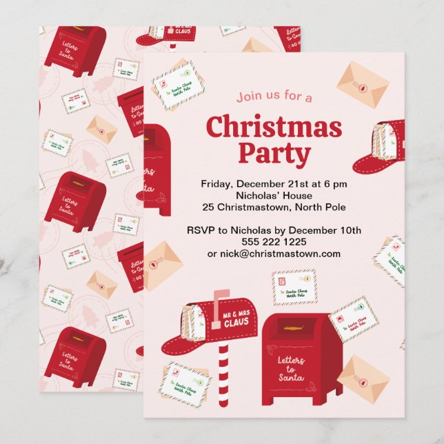 Frohe Weihnachten vom Nordpol Einladung (Vorne/Hinten)