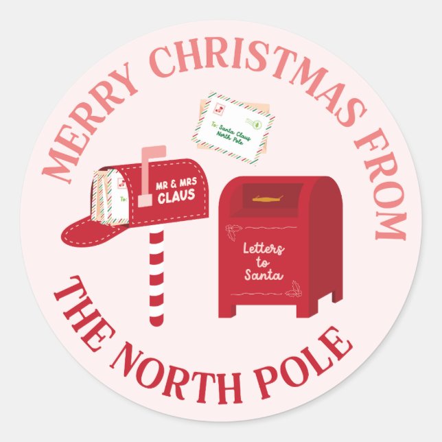 Frohe Weihnachten vom Nordpol Runder Aufkleber (Vorderseite)