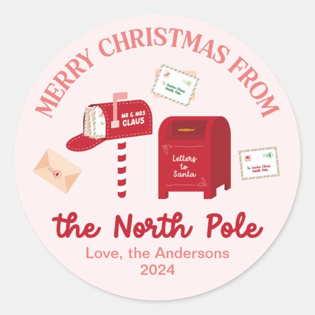Frohe Weihnachten vom Nordpol Runder Aufkleber (Vorderseite)