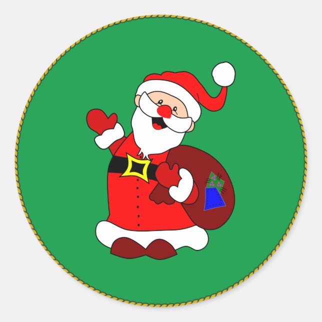 Frohe Weihnachten vom Santa Classic Round Aufklebe Runder Aufkleber (Vorderseite)