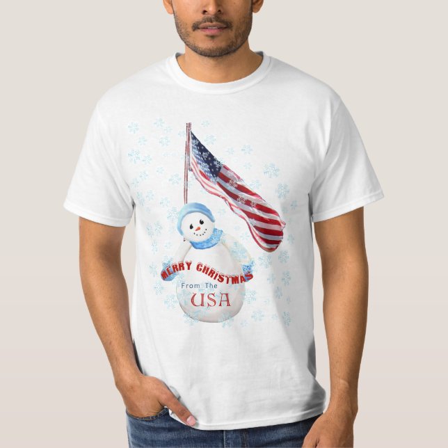 Frohe Weihnachten vom USAsnowman-T - Shirt (Vorderseite)