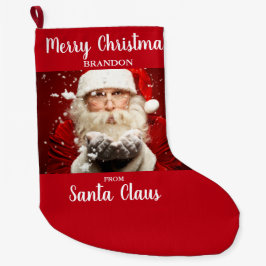 Frohe Weihnachten vom Weihnachtsmann ADD NAME Großer Weihnachtsstrumpf
