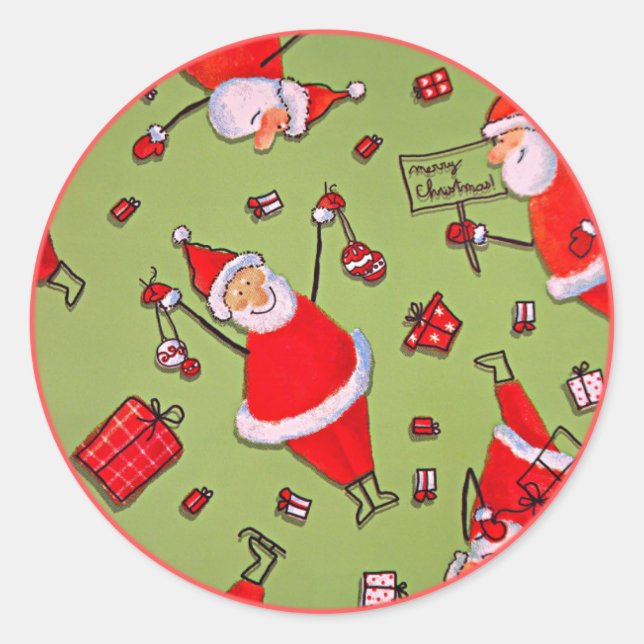Frohe Weihnachten vom Weihnachtsmann Runder Aufkleber (Vorderseite)