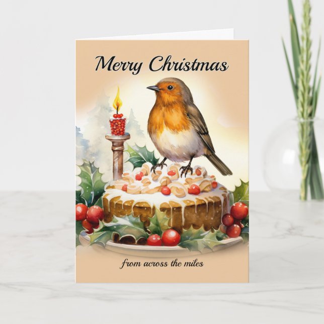 Frohe Weihnachten von Across the Miles Robin Dankeskarte (Vorderseite)