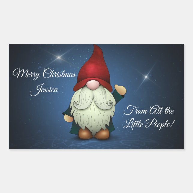 Frohe Weihnachten von allen kleinen Leuten Rechteckiger Aufkleber (Vorderseite)