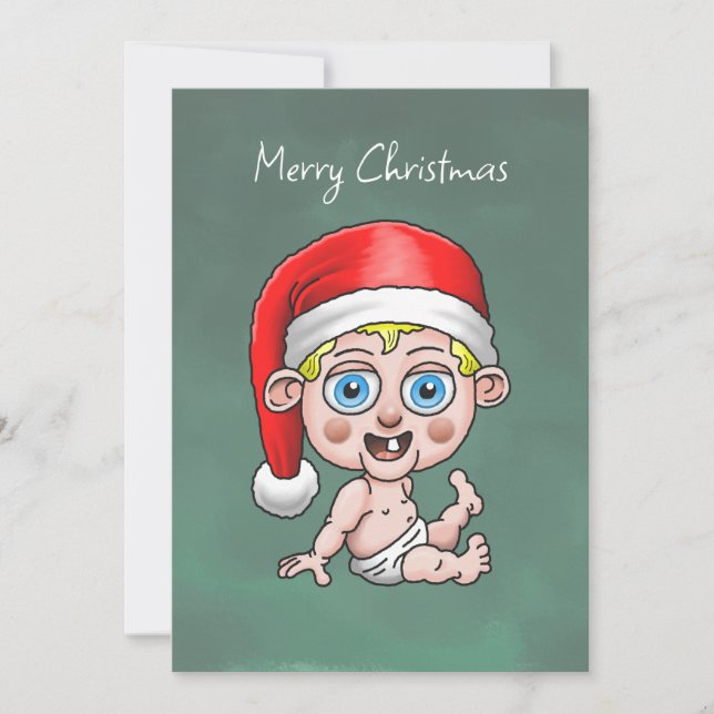Frohe Weihnachten von Baby Santa Weihnachtskarte (Vorderseite)
