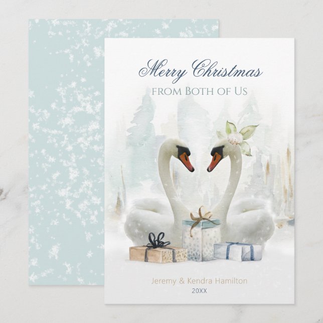 Frohe Weihnachten von beiden US Swans Urlaubskarte (Vorne/Hinten)