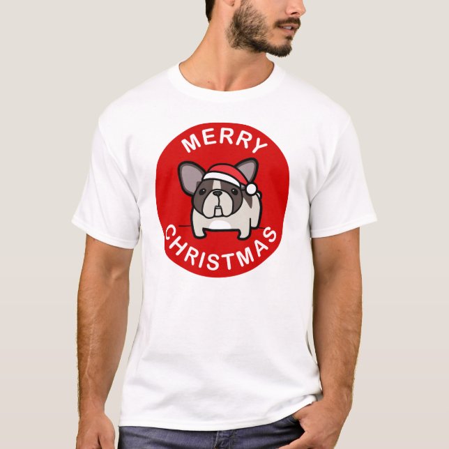 Frohe Weihnachten von Brindle gescheckter Sankt - T-Shirt (Vorderseite)