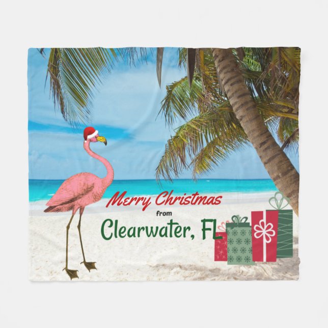Frohe Weihnachten von Clearwater, FL Fleecedecke (Vorderseite (Horizontal))