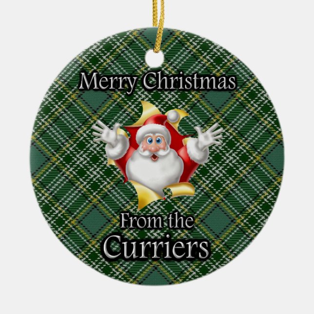 Frohe Weihnachten von Currie Currier Clan Keramik Ornament (Vorne)