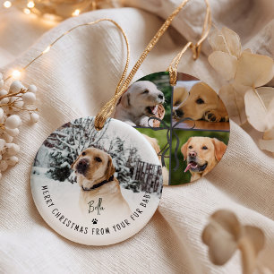 Frohe Weihnachten von deinem Fellbaby 5 Foto Hund Keramik Ornament