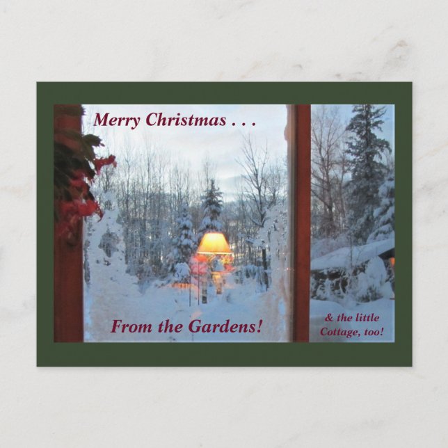 Frohe Weihnachten Von den Gärten Winterurlaub Postkarte (Vorderseite)