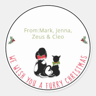 Frohe Weihnachten von den Haustieren Personalisier Runder Aufkleber