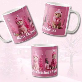 Frohe Weihnachten von den Katzen Rosa Feiertage Kaffeetasse