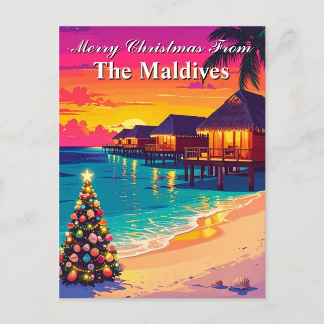 Frohe Weihnachten von den Malediven Paradies Reise Postkarte (Vorderseite)