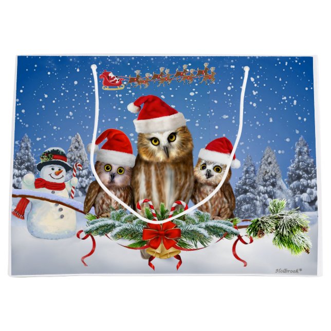FROHE WEIHNACHTEN VON DER EULE VON US! GROßE GESCHENKTÜTE (Vorderseite)