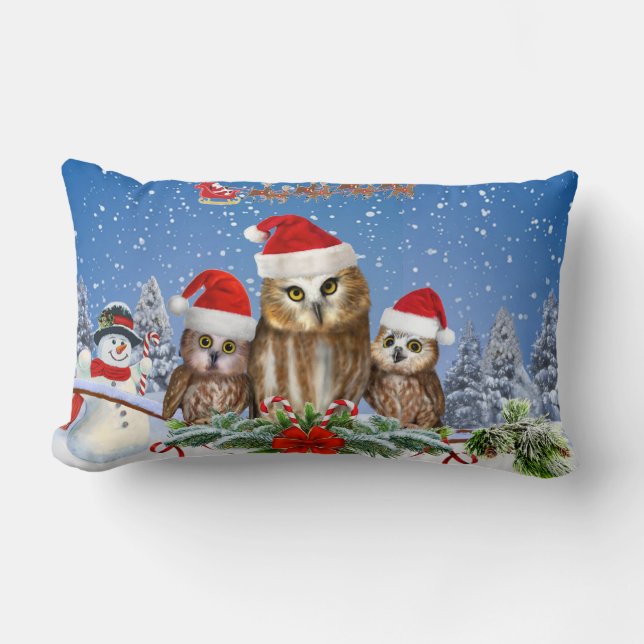 FROHE WEIHNACHTEN VON DER EULE VON US! LENDENKISSEN (Vorderseite)