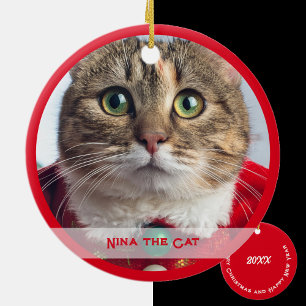 Frohe Weihnachten von der Familienkatze Keramik Ornament