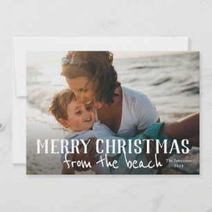 Frohe Weihnachten von der Strand-Foto-Weihnachtska Karte