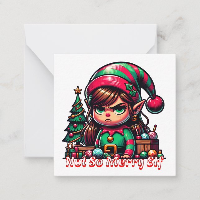 Frohe Weihnachten von diesem kleinen Grumpy Elf Mitteilungskarte (Vorderseite)