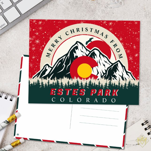 Frohe Weihnachten von Estes Park Colorado Städte Postkarte (Von Creator hochgeladen)