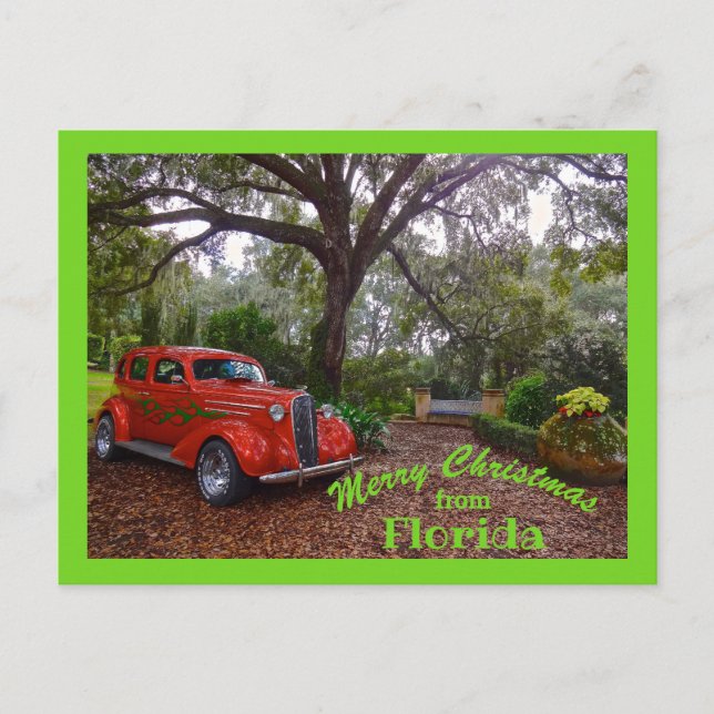 Frohe Weihnachten von Florida Classic Car Bok Towe Postkarte (Vorderseite)