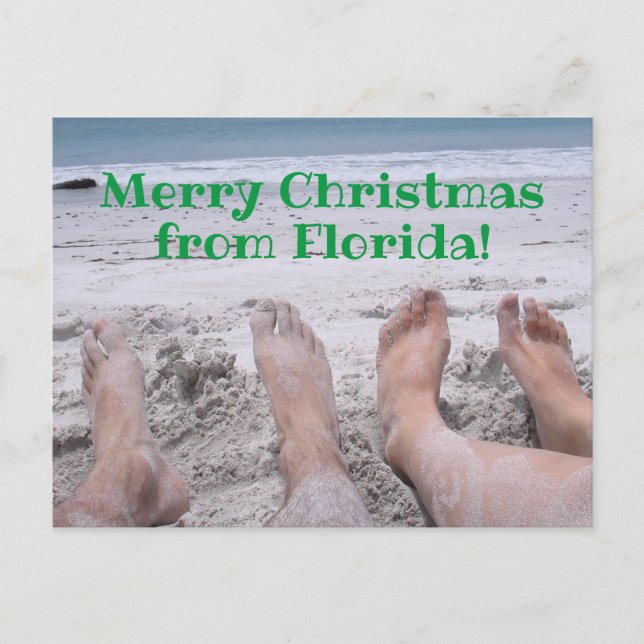 Frohe Weihnachten von Florida Füßen am Strand (Vorderseite)