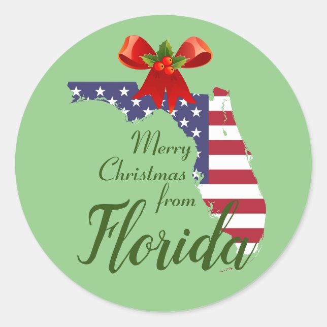 Frohe Weihnachten von Florida Umschlag Aufklebern  Runder Aufkleber (Vorderseite)