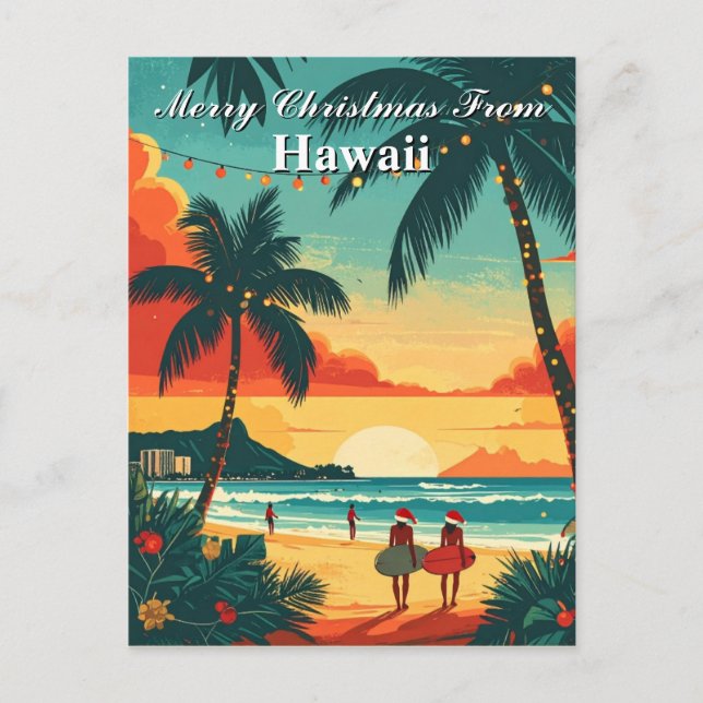 Frohe Weihnachten von Hawaii Tropical Beach Sunset Postkarte (Vorderseite)