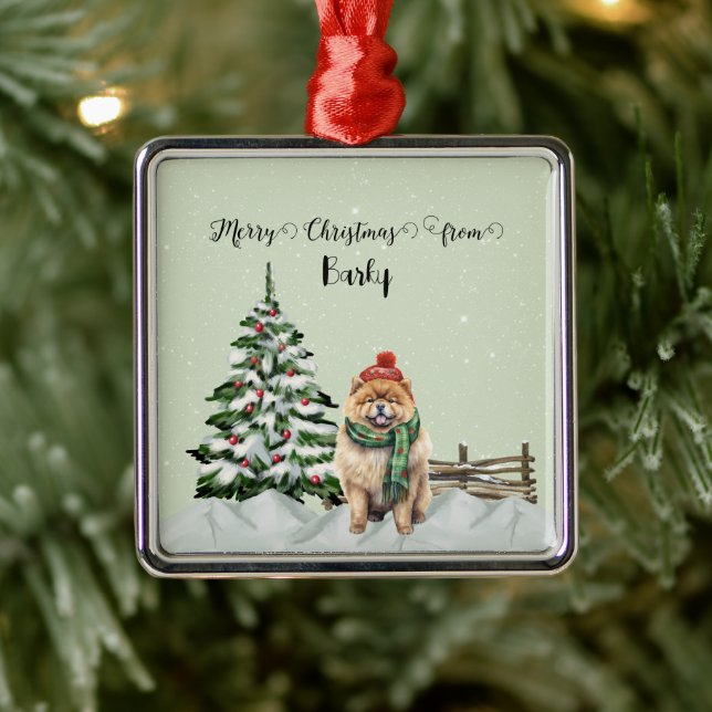 Frohe Weihnachten von Hundes Name Ornament Aus Metall (Baum)
