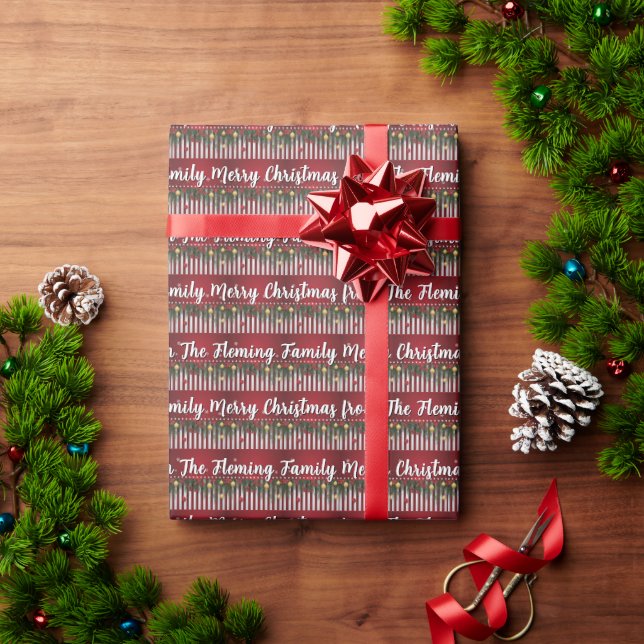 Frohe Weihnachten von (Ihr Name) Geschenkpapier (Feiertagsgeschenk)