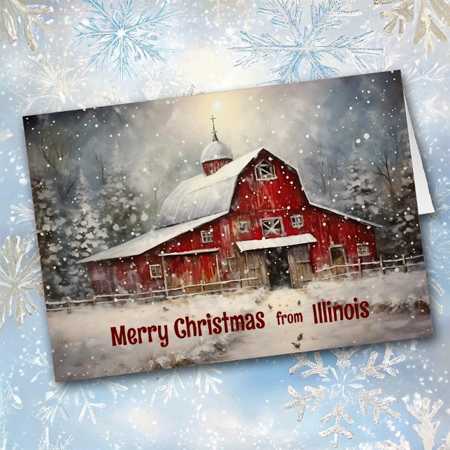 Frohe Weihnachten von Illinois Winter Barn Card (Von Creator hochgeladen)