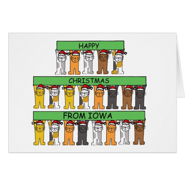 Frohe Weihnachten von Iowa Cartoon Katzen (Vorderseite (Horizontal))