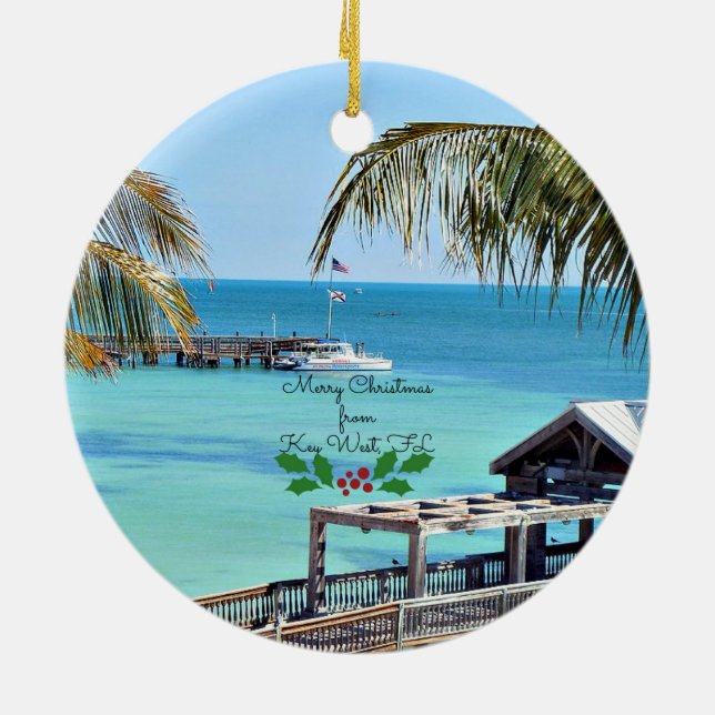 Frohe Weihnachten von Key West, FL Keramik Ornament (Hinten)