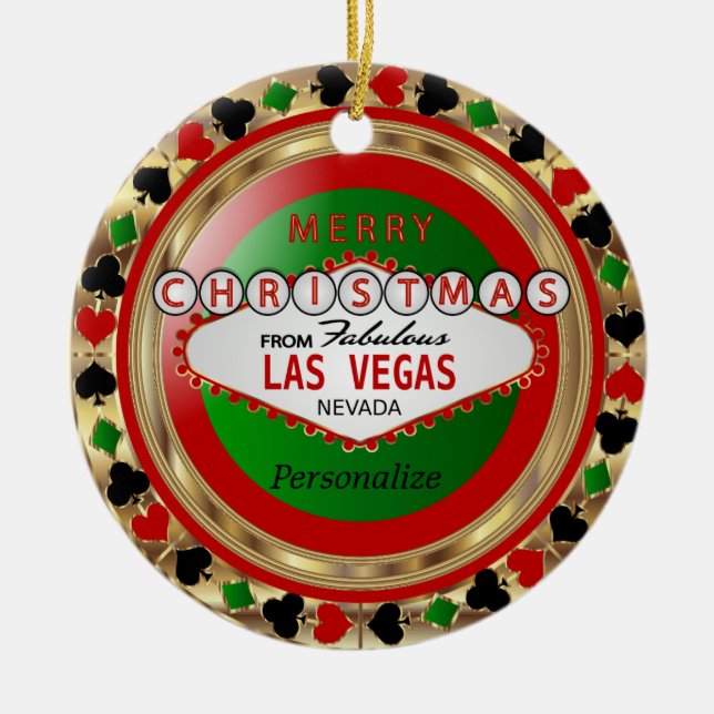 Frohe Weihnachten von Las Vegas Keramikornament (Vorne)