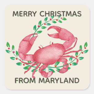 Frohe Weihnachten von Maryland Crab Quadratischer Aufkleber