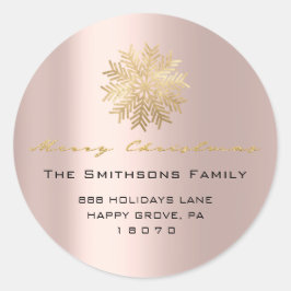 Frohe Weihnachten von Name Rose Gold UAWG Snowflak Runder Aufkleber
