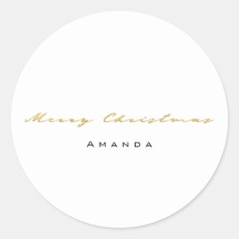 Frohe Weihnachten von Name White Gold Minimalismus Runder Aufkleber