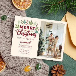 Frohe Weihnachten von neuem Zuhause-Foto bewegen Ankündigungspostkarte