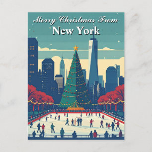 Frohe Weihnachten von New York Ice Rink Holiday Postkarte
