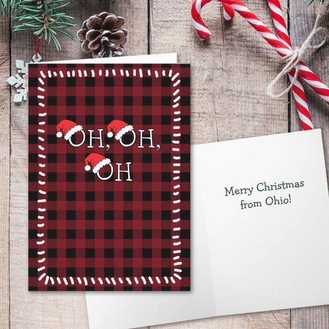 Frohe Weihnachten von Ohio Buffalo Kariert (Festive Merry Christmas from Ohio card allows you to customize the message inside. O-H! ...)