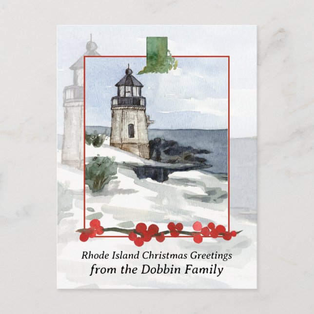 Frohe Weihnachten von Rhode Island Personalisiert (Vorderseite)