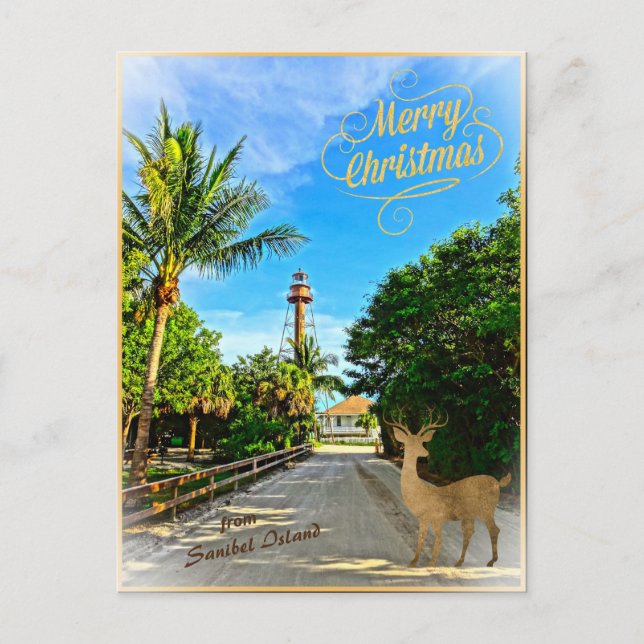 Frohe Weihnachten von Sanibel Island FL Lighthouse (Vorderseite)