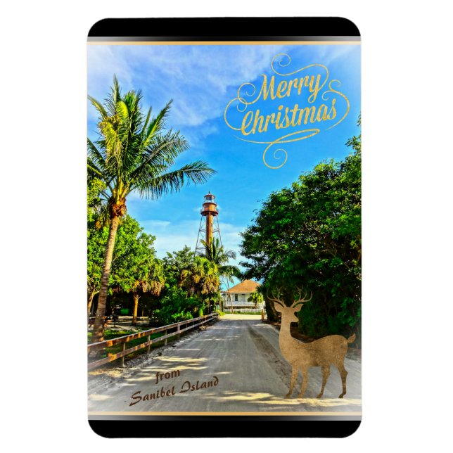 Frohe Weihnachten von Sanibel Island FL Lighthouse Magnet (Vertikal)