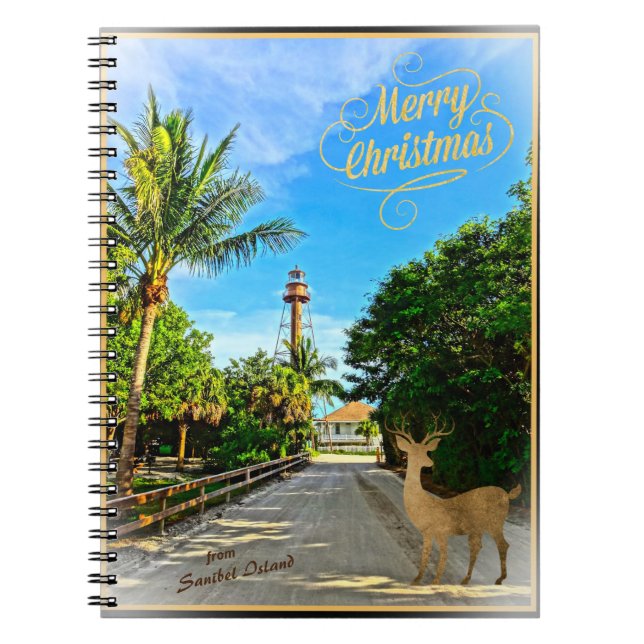 Frohe Weihnachten von Sanibel Island FL Lighthouse Notizblock (Vorderseite)