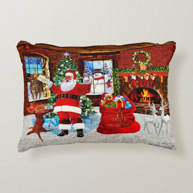 Frohe Weihnachten von Santa Dekokissen (Vorderseite)