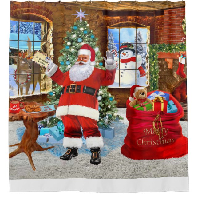 Frohe Weihnachten von Santa Duschvorhang (Vorderseite)