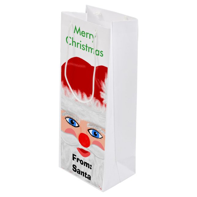Frohe Weihnachten von Santa Geschenktüte Für Weinflaschen (Vorderseite Schrägansicht)