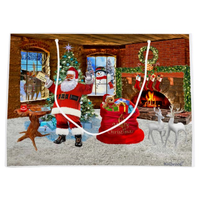 Frohe Weihnachten von Santa Große Geschenktüte (Vorderseite)